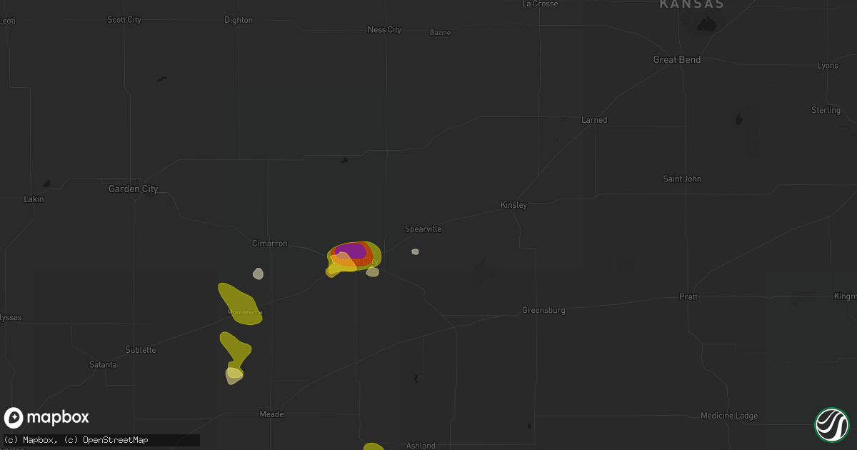 Hail map in Spearville, KS on August 6, 2026