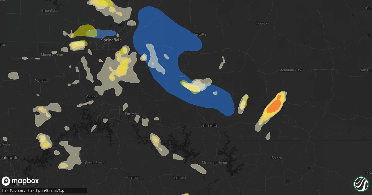 Hail map in Squires, MO on August 6, 2026