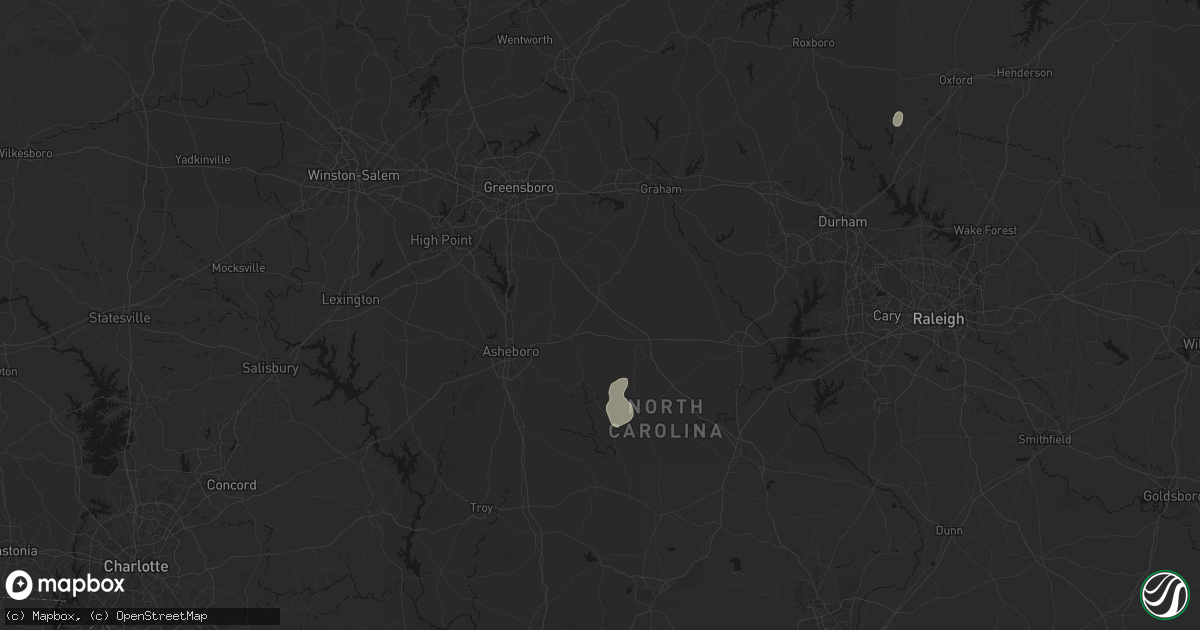 Hail map in Staley, NC on August 6, 2026