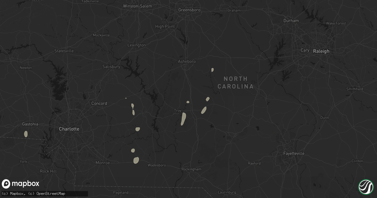 Hail map in Star, NC on August 6, 2026