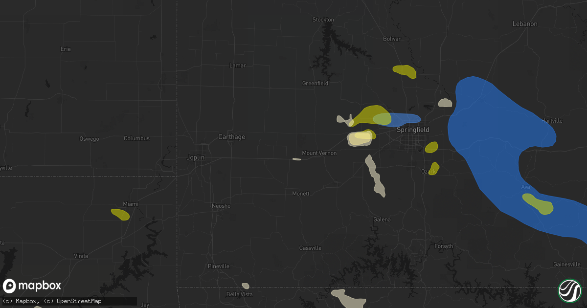 Hail map in Stotts City, MO on August 6, 2026