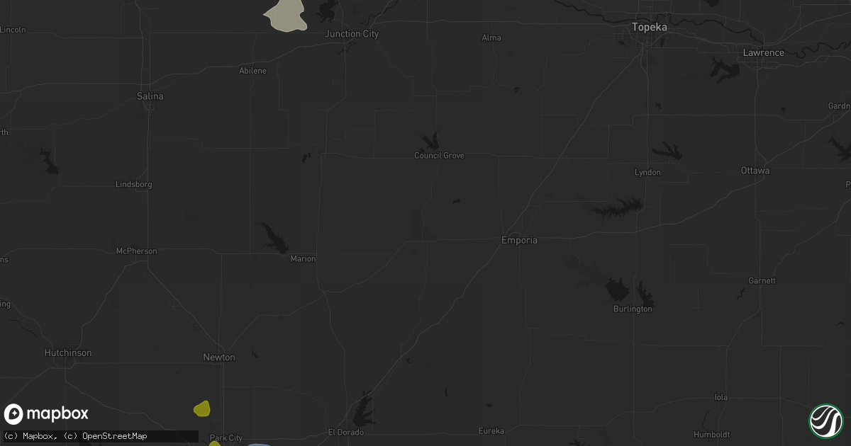 Hail map in Strong City, KS on August 6, 2026