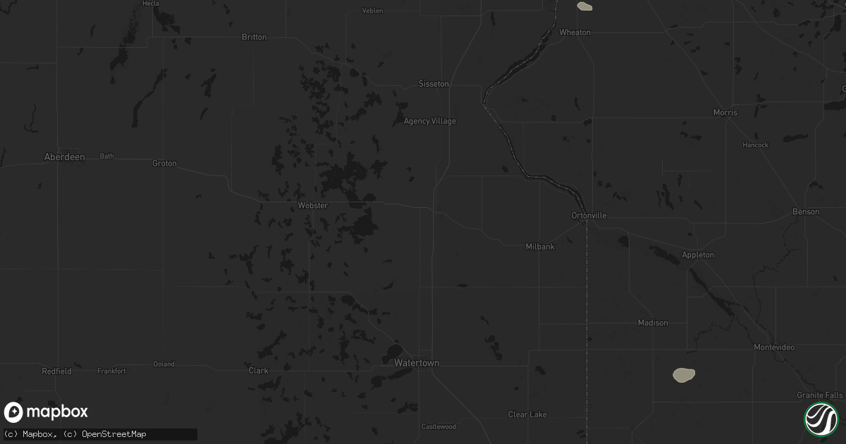 Hail map in Summit, SD on August 6, 2026