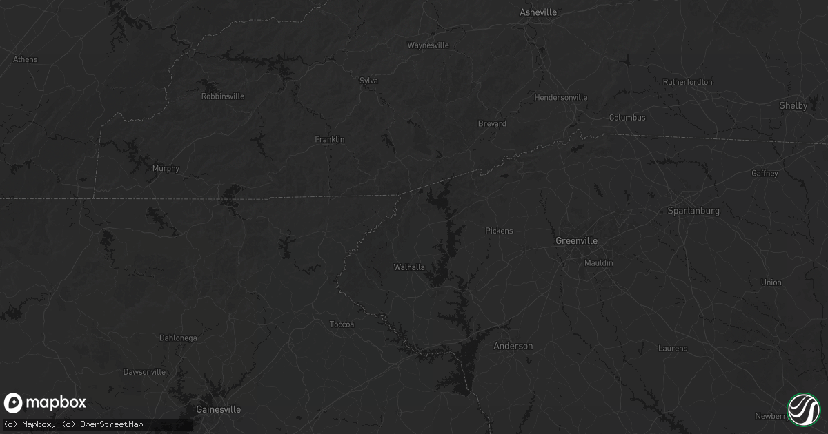 Hail map in Tamassee, SC on August 6, 2026