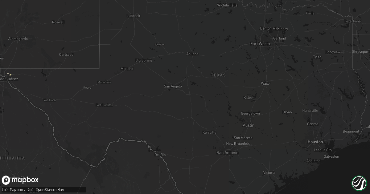 Hail map in Texas on August 6, 2026