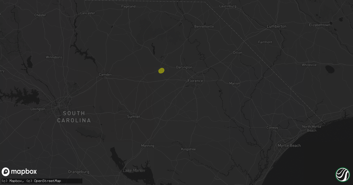 Hail map in Timmonsville, SC on August 6, 2026