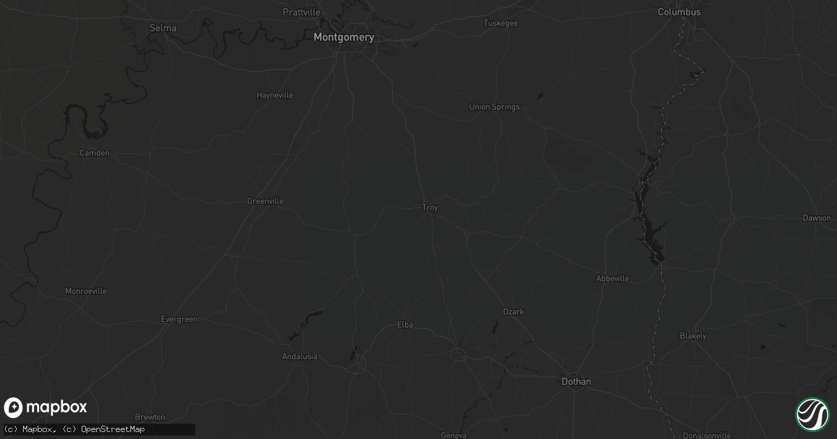 Hail map in Troy, AL on August 6, 2026