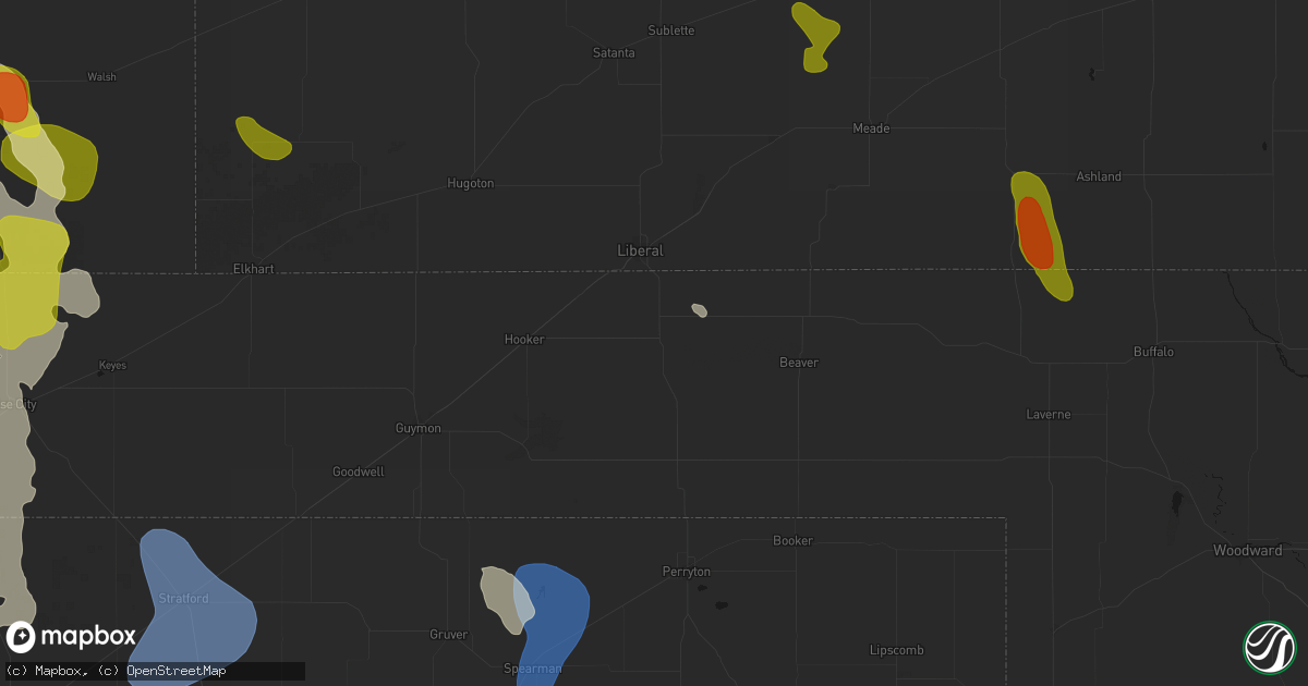Hail map in Turpin, OK on August 6, 2026