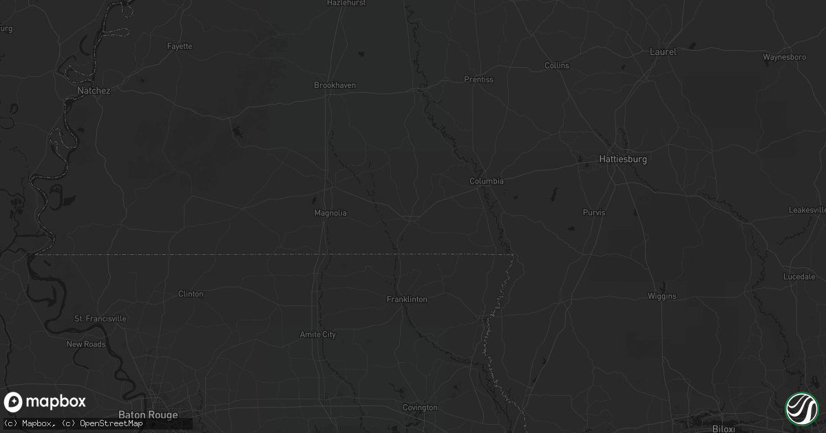 Hail map in Tylertown, MS on August 6, 2026