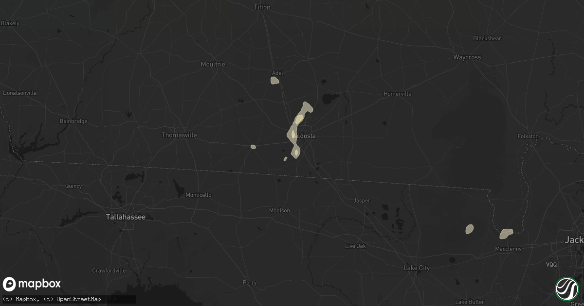 Hail map in Valdosta, GA on August 6, 2026
