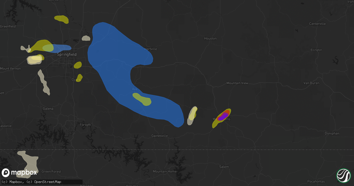 Hail map in Vanzant, MO on August 6, 2026