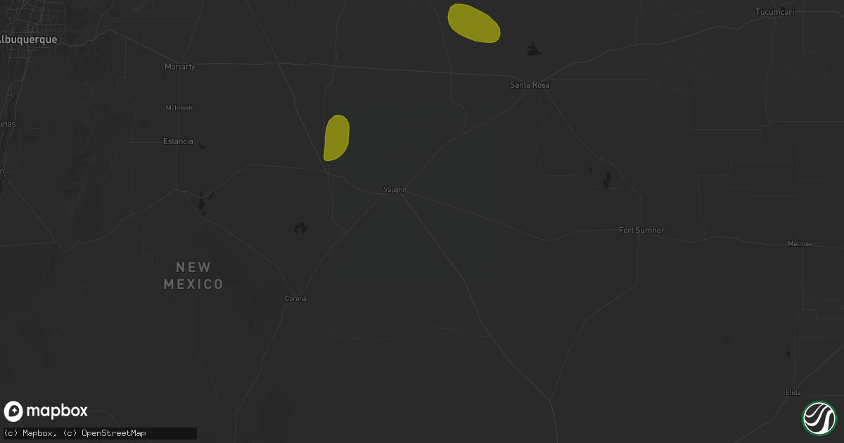 Hail map in Vaughn, NM on August 6, 2026