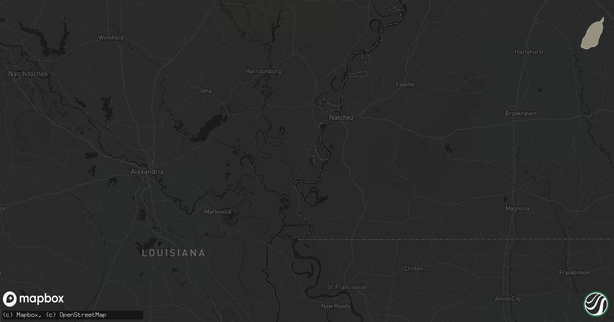 Hail map in Vidalia, LA on August 6, 2026