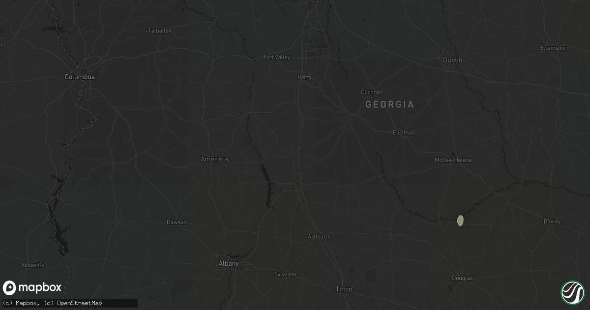 Hail map in Vienna, GA on August 6, 2026