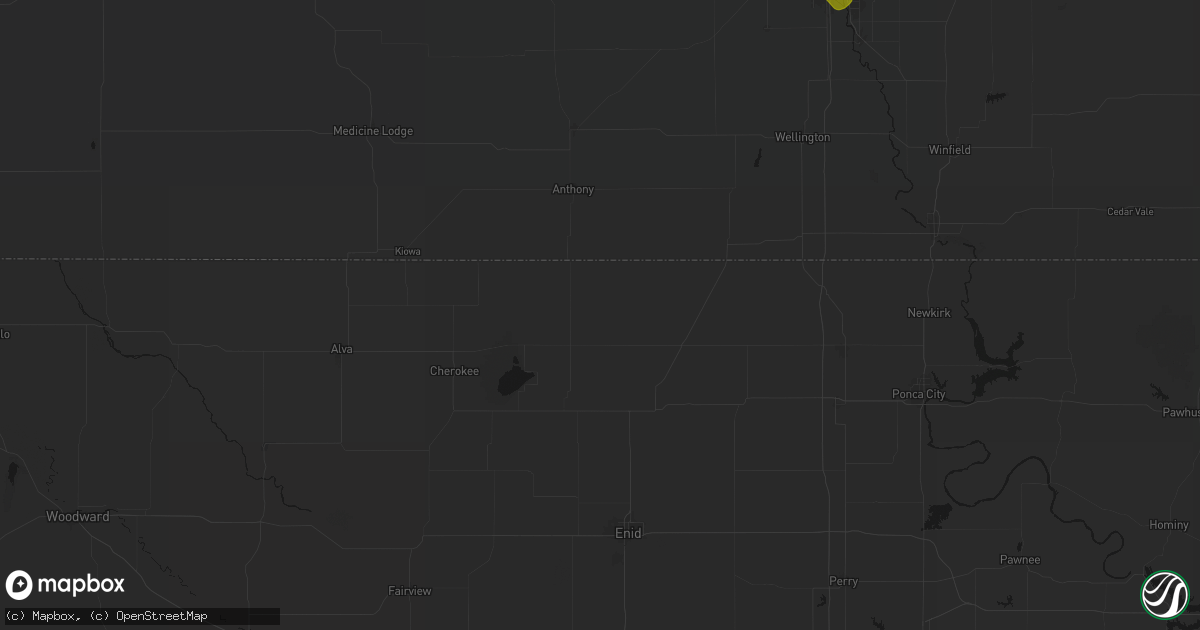 Hail map in Wakita, OK on August 6, 2026