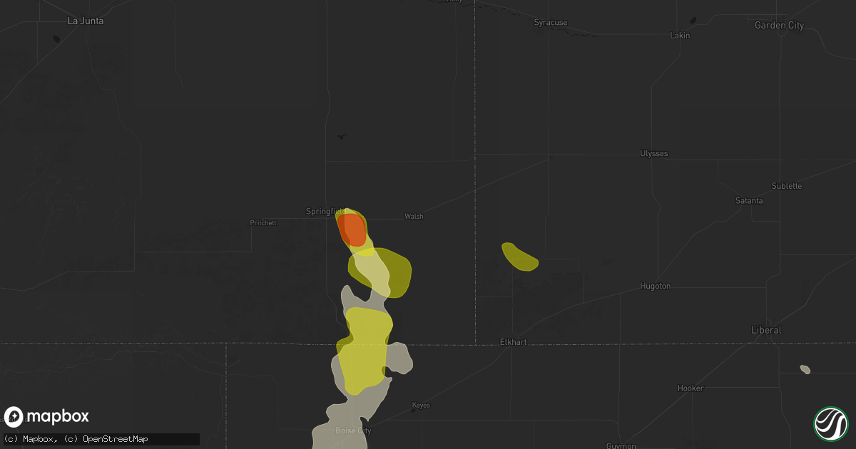 Hail map in Walsh, CO on August 6, 2026