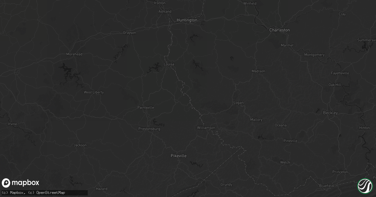 Hail map in Warfield, KY on August 6, 2026