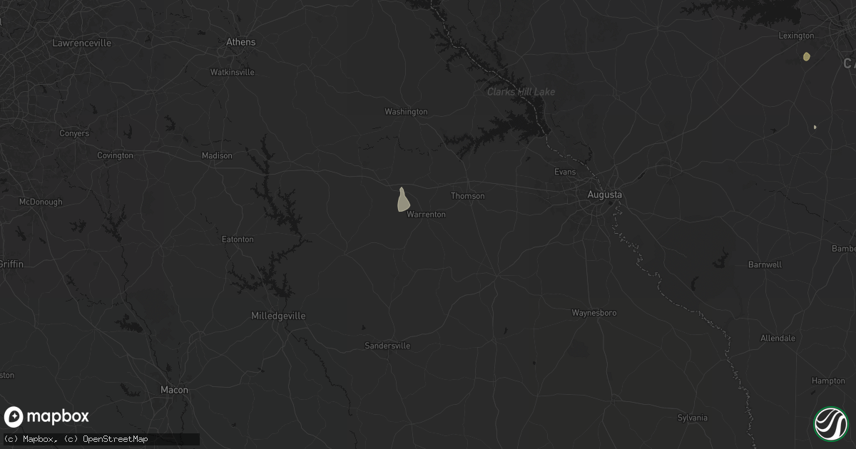 Hail map in Warrenton, GA on August 6, 2026