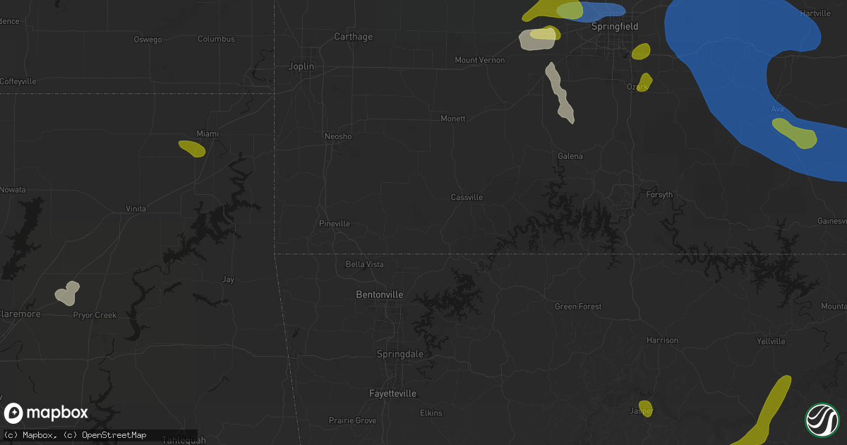 Hail map in Washburn, MO on August 6, 2026