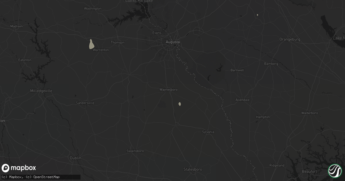 Hail map in Waynesboro, GA on August 6, 2026