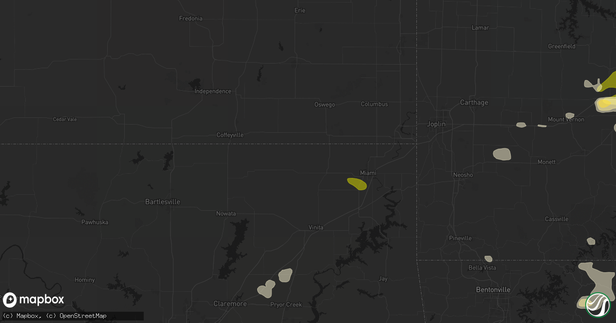 Hail map in Welch, OK on August 6, 2026