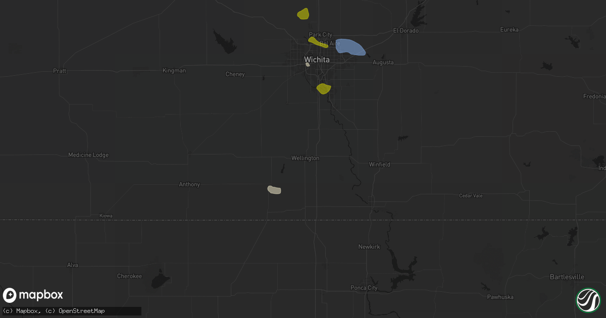 Hail map in Wellington, KS on August 6, 2026