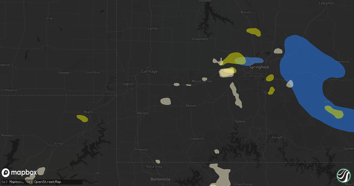 Hail map in Wentworth, MO on August 6, 2026