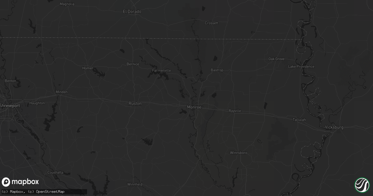Hail map in West Monroe, LA on August 6, 2026