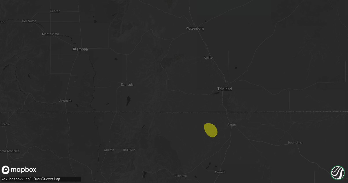 Hail map in Weston, CO on August 6, 2026