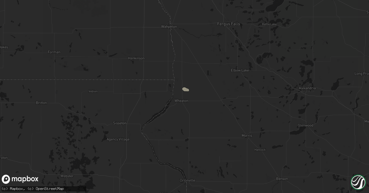 Hail map in Wheaton, MN on August 6, 2026