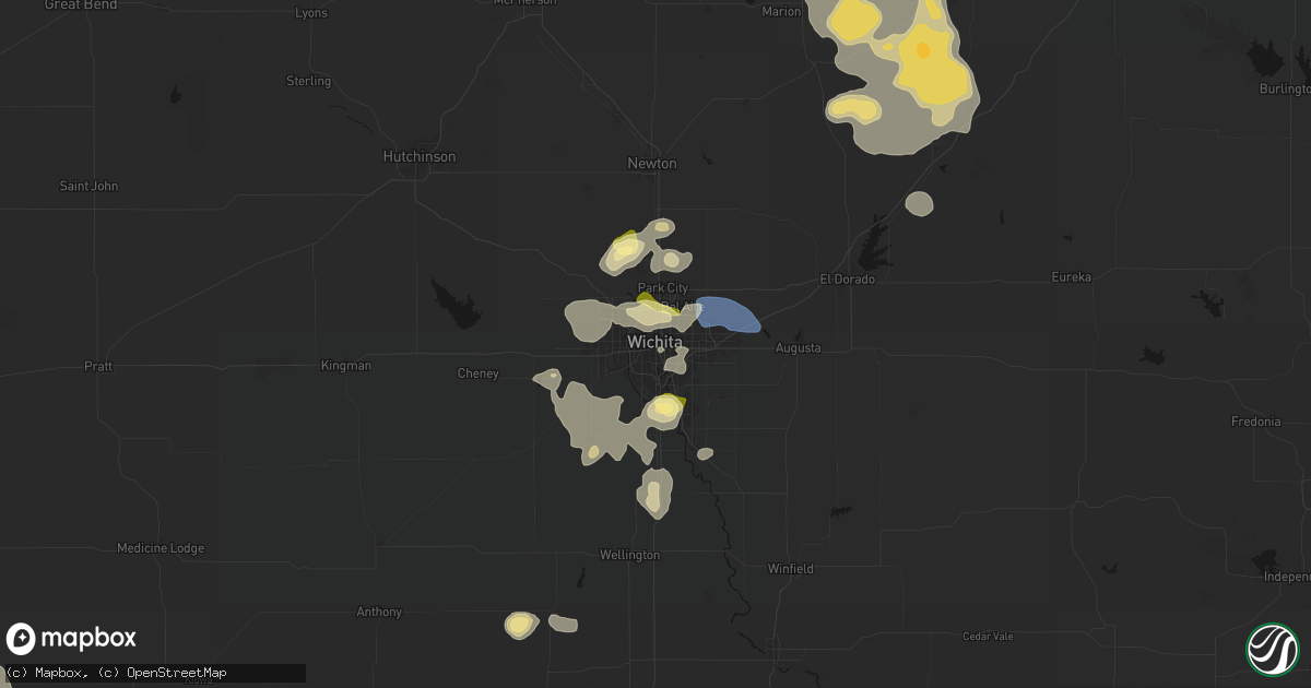 Hail map in Wichita, KS on August 6, 2026
