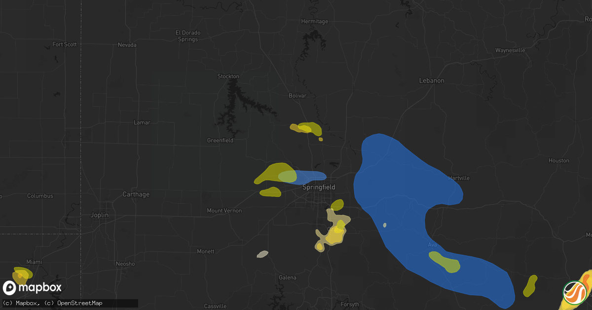 Hail map in Willard, MO on August 6, 2026