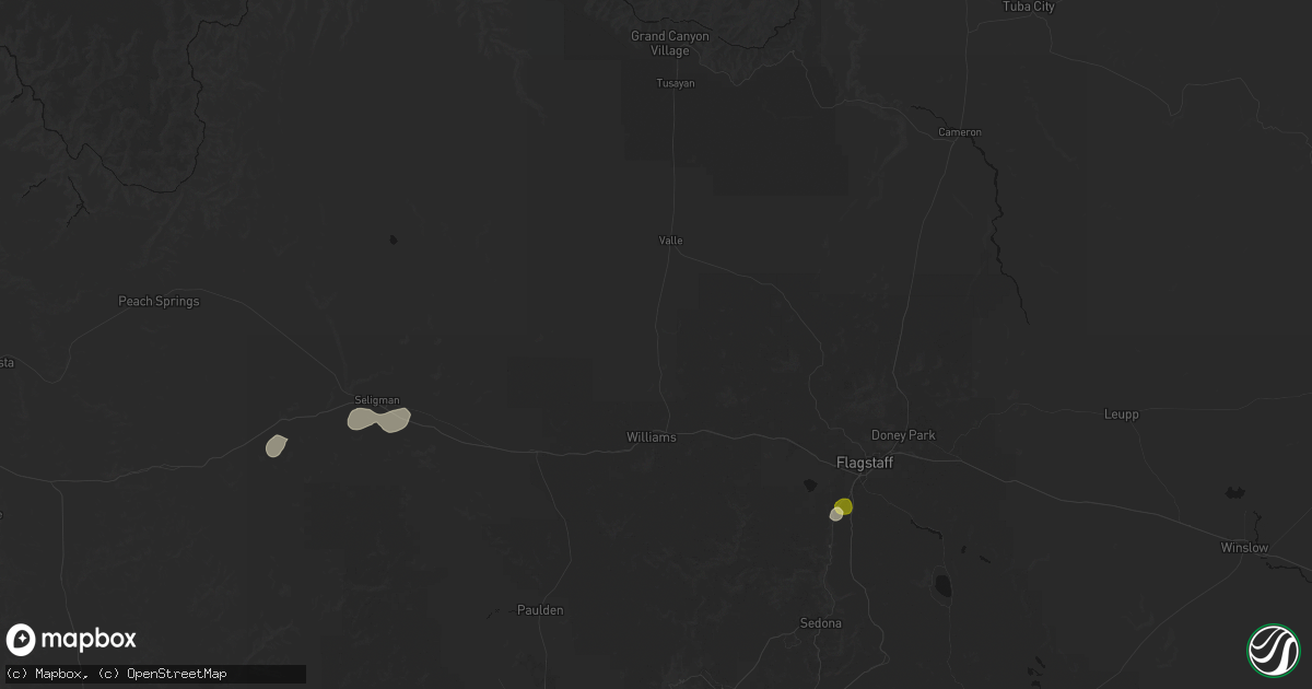 Hail map in Williams, AZ on August 6, 2026