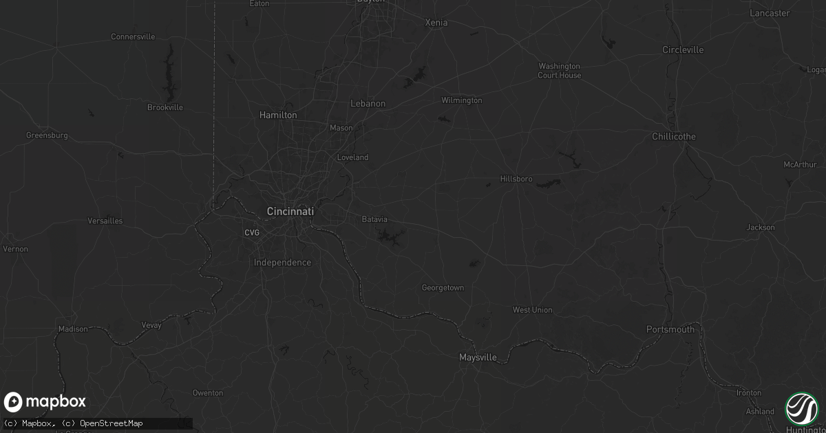 Hail map in Williamsburg, OH on August 6, 2026