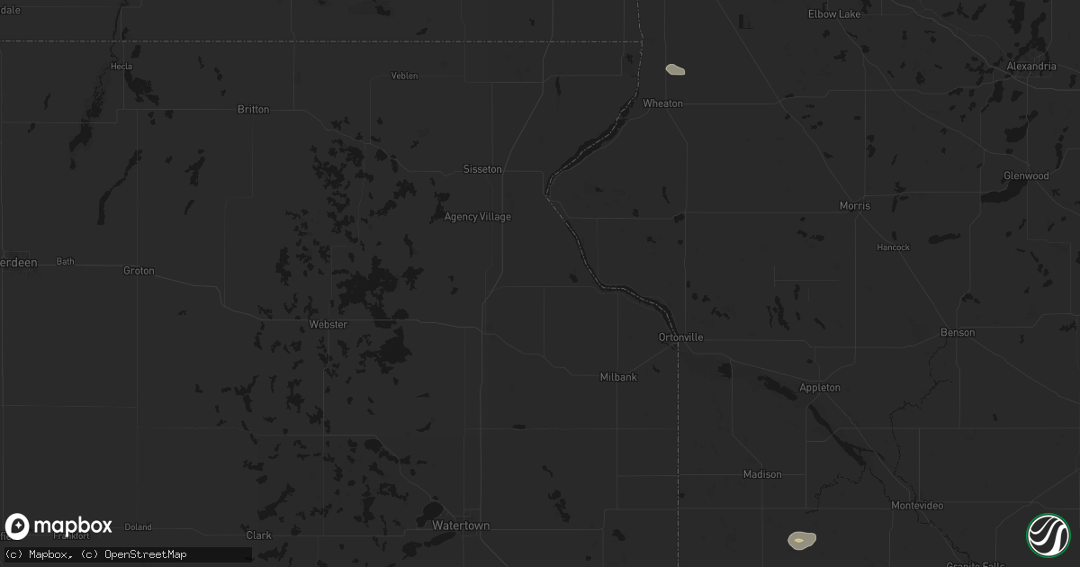 Hail map in Wilmot, SD on August 6, 2026