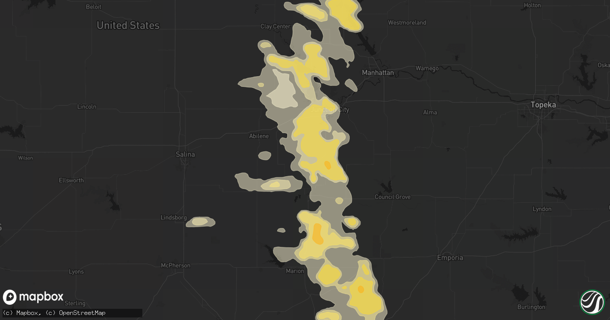 Hail map in Woodbine, KS on August 6, 2026