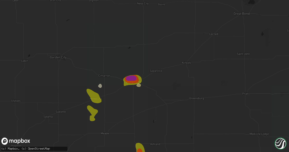 Hail map in Wright, KS on August 6, 2026
