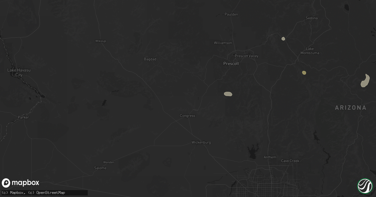 Hail map in Yarnell, AZ on August 6, 2026