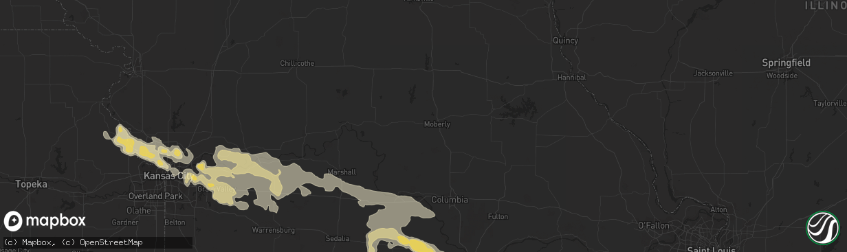 Hail map in Blue Springs, MO on August 7, 2011