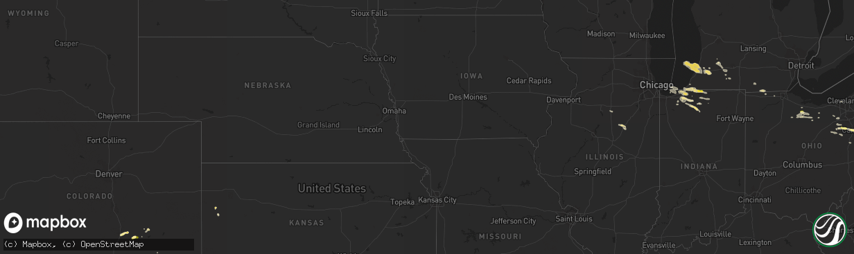 Hail map in Indiana on August 7, 2013