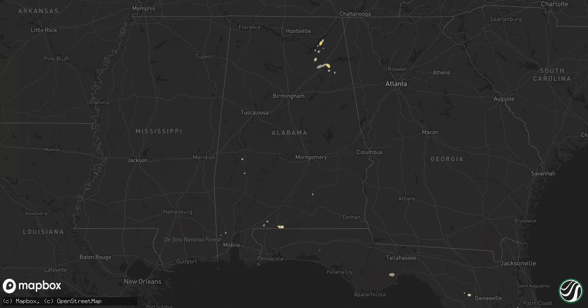 Hail map in Alabama on August 7, 2014