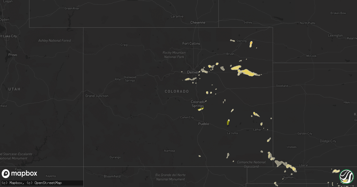 Hail map in Colorado on August 7, 2014