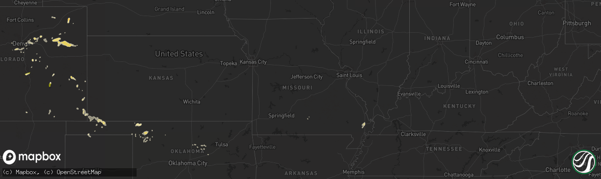 Hail map in Missouri on August 7, 2014