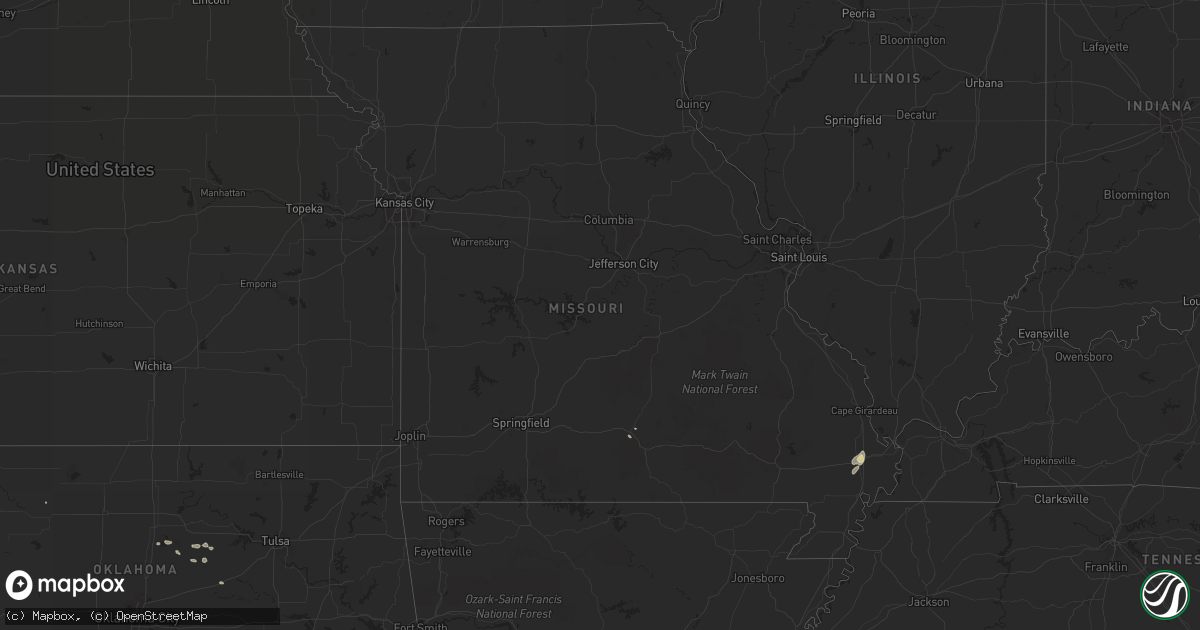 Hail map in Missouri on August 7, 2014