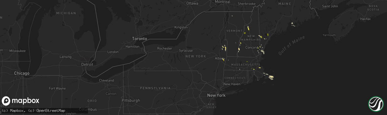 Hail map in New York on August 7, 2014