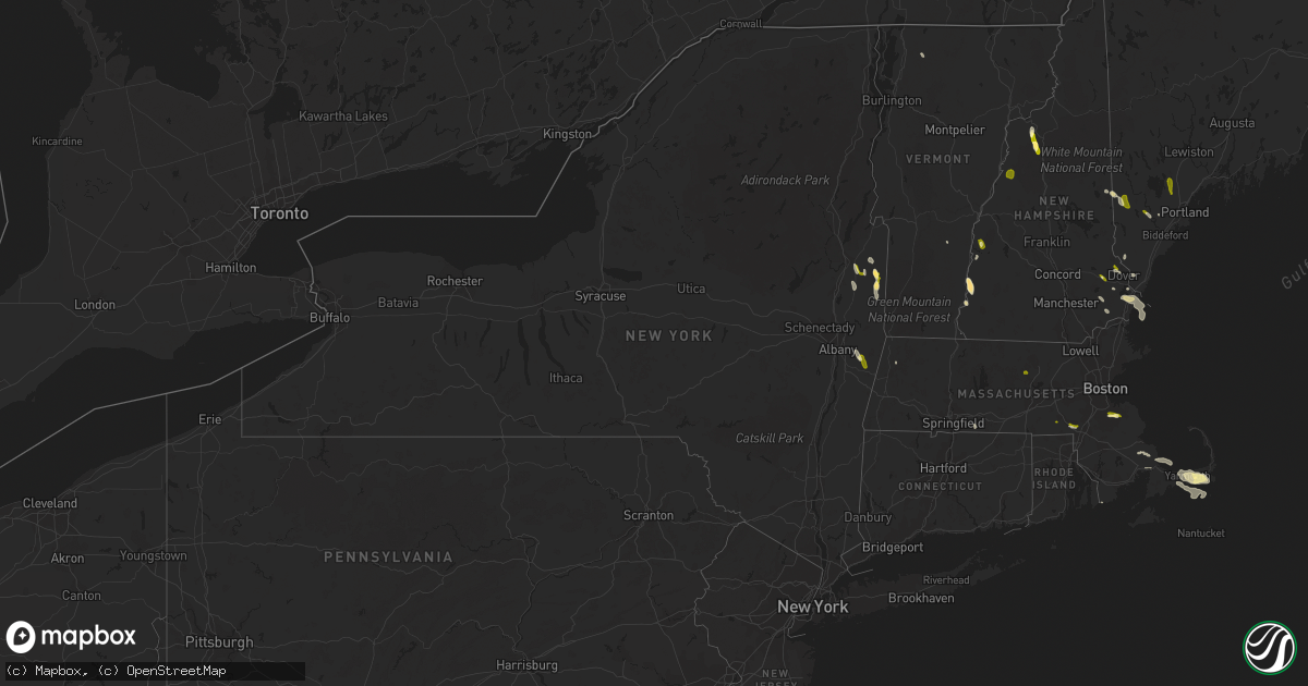 Hail map in New York on August 7, 2014