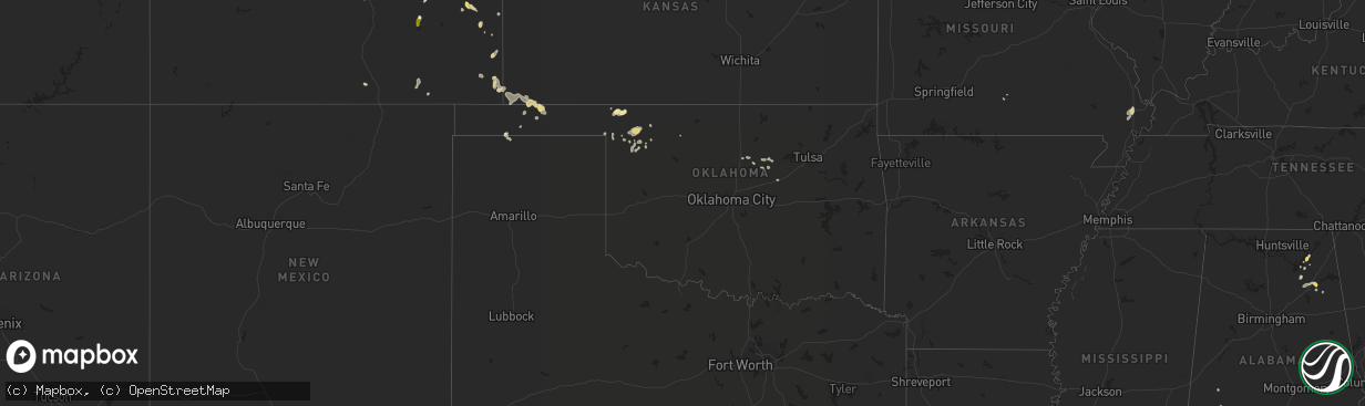 Hail map in Oklahoma on August 7, 2014