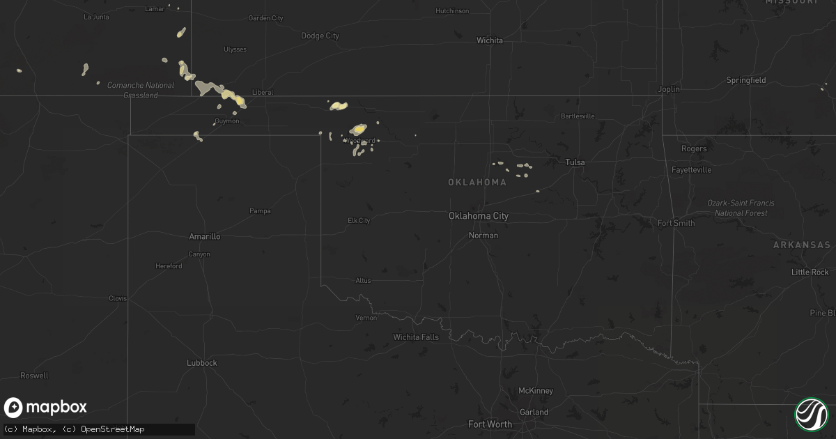 Hail map in Oklahoma on August 7, 2014