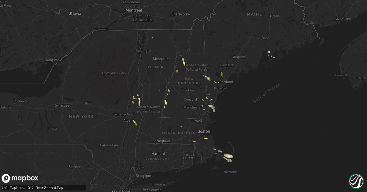 Hail map in Vermont on August 7, 2014