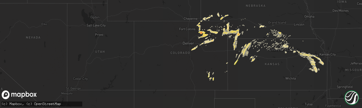 Hail map in Colorado on August 7, 2015